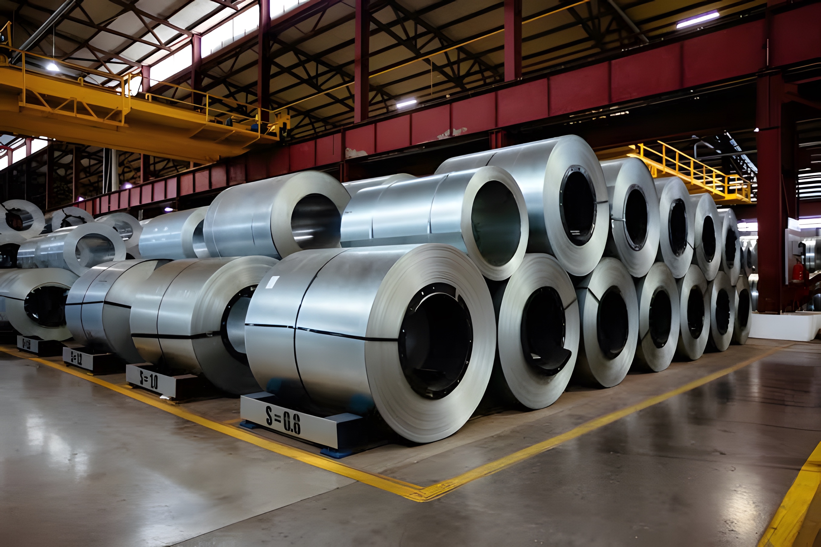 Stainless steel coils stored at the BSSI Hisar manufacturing unit